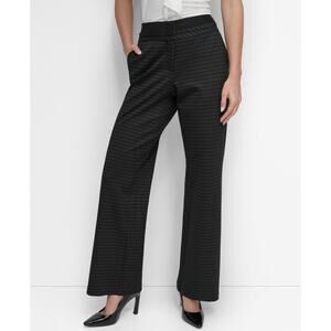 DKNY Women's Classic Plaid Ponte-Knit Pants Black Size 18 0855